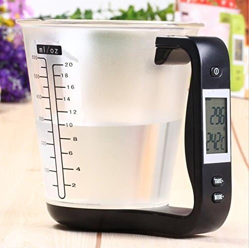 Generic Black: Hostweigh Measuring Cup Kitchen Scales Digital Beaker Libra Electronic Tool Scale with LCD Display Temperature M