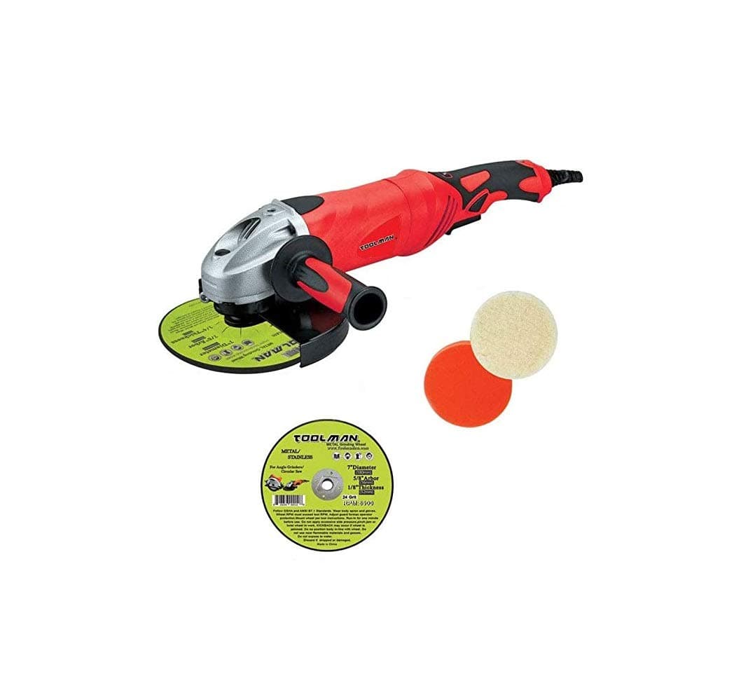 Toolman Angle Grinder 7" 12A 6 variable speed 8000BPM with tools For Polish 6PCS SET DB5009A