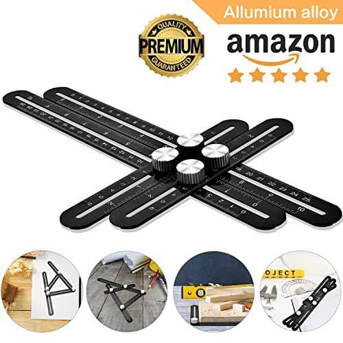Multi Angle Measuring Ruler,Universal Angleizer Template Tool,Cosmoware Upgraded Aluminum Alloy Measurement Tool For Handymen,Craftsmen,Woodworkers,DIY-ers, Black