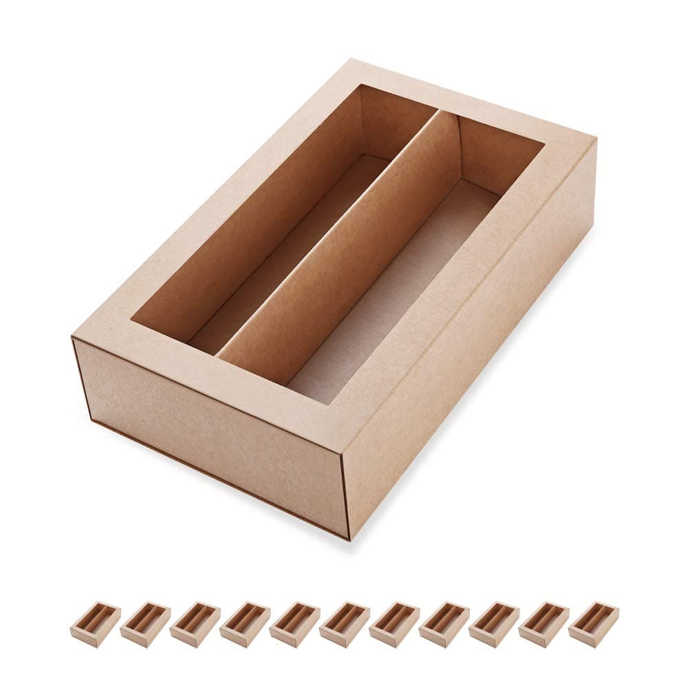 12 Macaron Boxes, Macaron Gift Box for 12, (Interior Mesurement 7.25×4 ×1.8 Inches), Macaron Packaging Boxes with Clear Window Kraft without Macarons inside