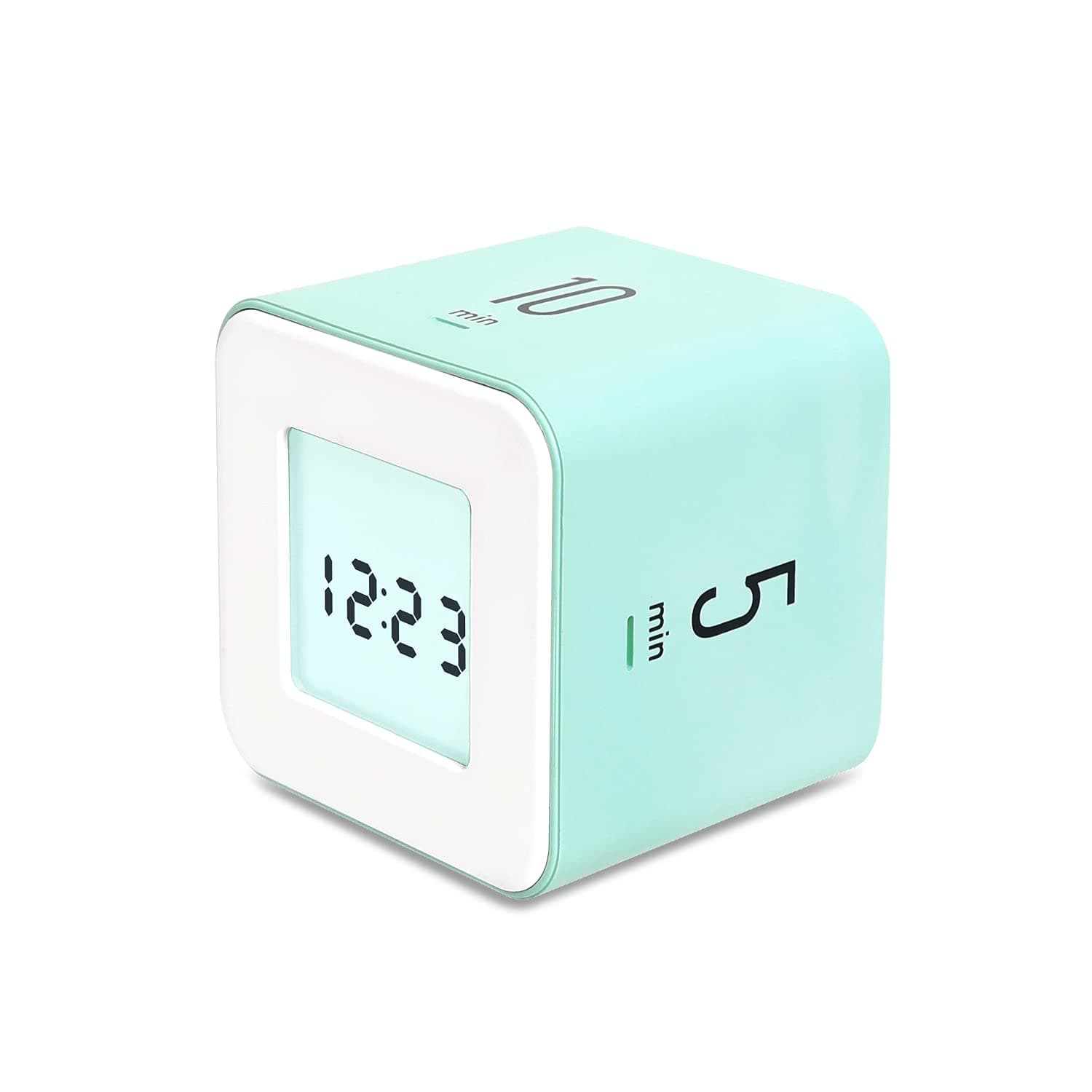 mooas Multi Cube Timer Clock (Mint) Rotating Flip Gravity Sensor Time Management Digital LED Clock & Timer 1, 3, 5, 10 min Setting ADHD Desk Office Productivity Kids Workout Kitchen
