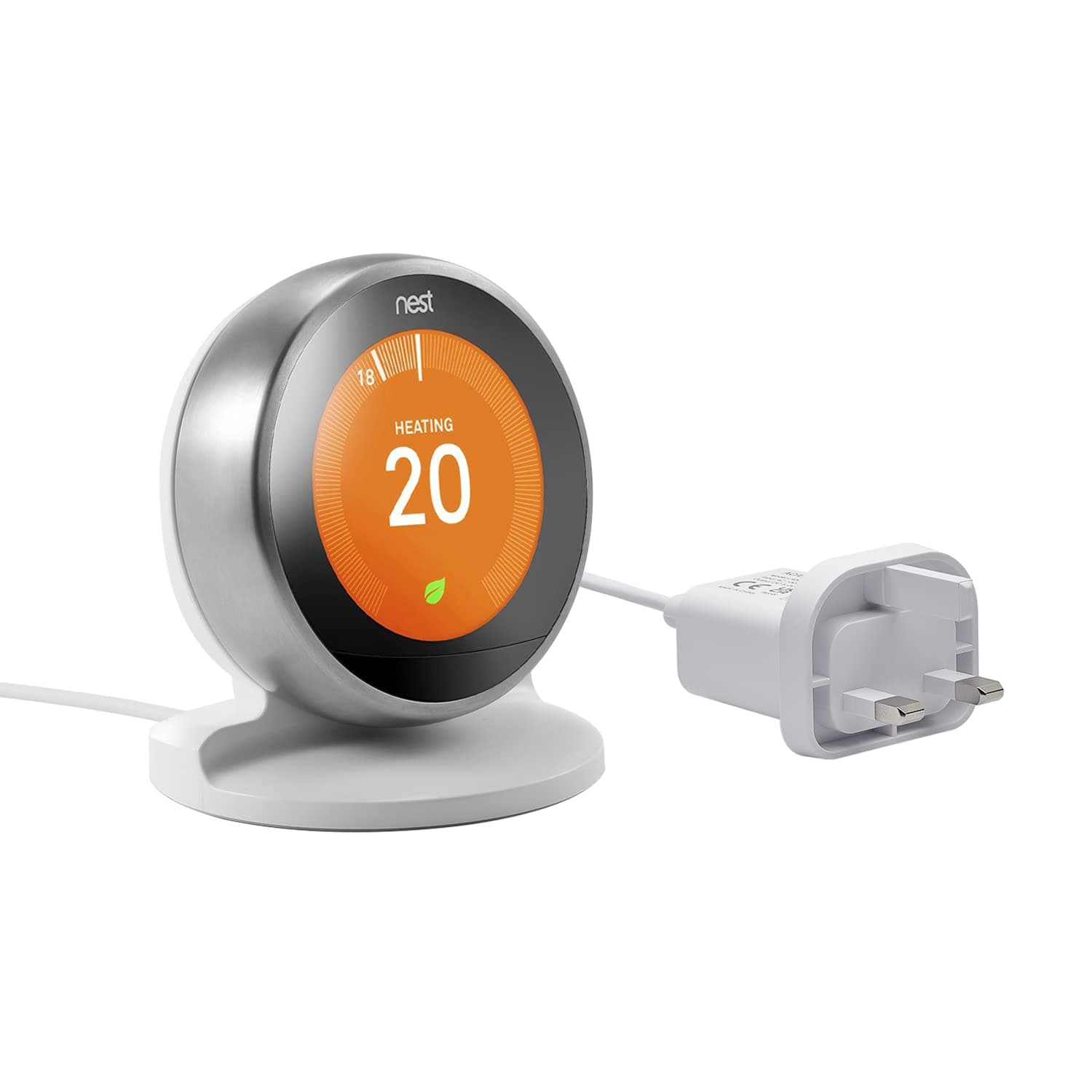 Stand with Power Cable and Adapter for Google Nest Learning Thermostat 3rd Generation (White)