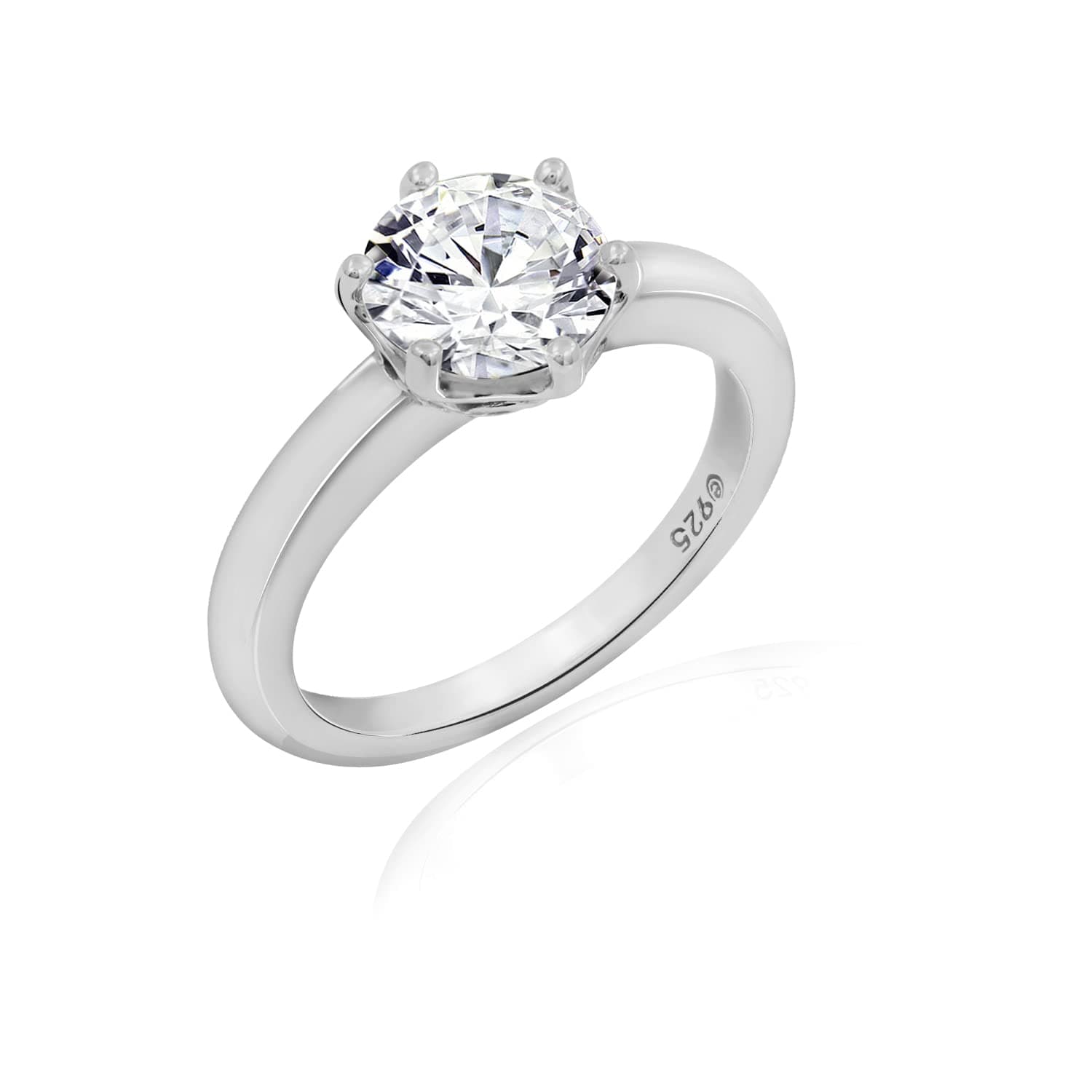 Sterling Silver Solitaire Ring set with Round Infinite Elements Cubic Zirconia (previously Amazon Collection)