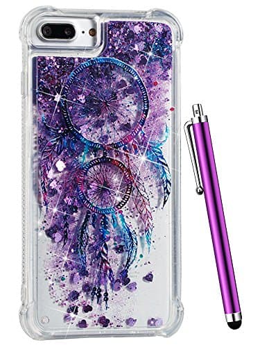 CAIYUNL for iPhone 7 Plus Case Glitter,iPhone 8 Plus Case for Women, Sparkle Bling Floating Liquid Clear Luxury Silicone Slim TPU Phone Case Girls Kid Cover for iPhone 6/6s Plus -Purple Aeolian Bells