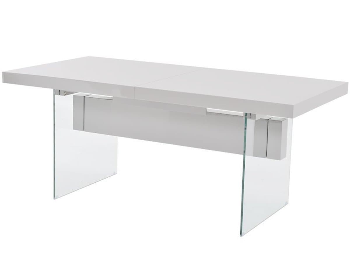 Il Vetro Collection Lacquer Extendable Dining Table, White