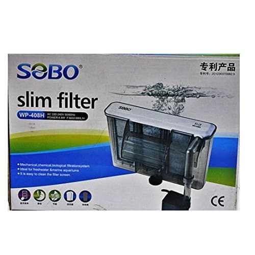 SOBO Slim Filter WP 408H Hang On Filter Flow Max. 680L/H by Jainsons, Black, 1 Piece
