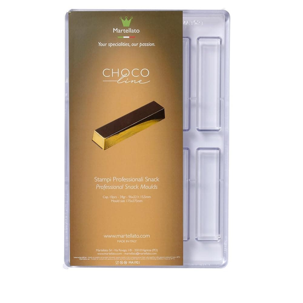 Martellato Polycarbonate Chocolate Mold, Rectangle/Half-Round Bar Rectangle 96mm transparent MA1921