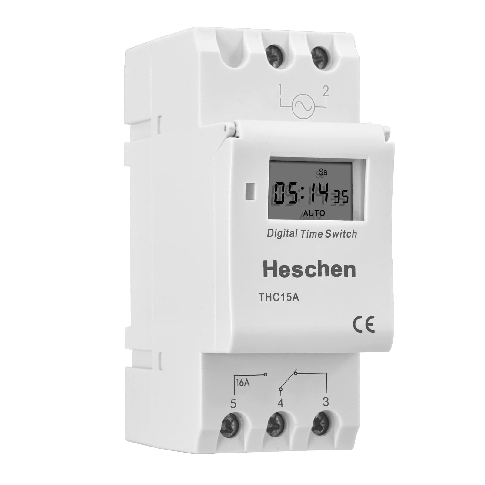 Heschen Digital LCD Power Weekly Programmable Timer Relay Switch, THC15A AC220-240V, 16Amp, SPST, 35mm DIN Rail