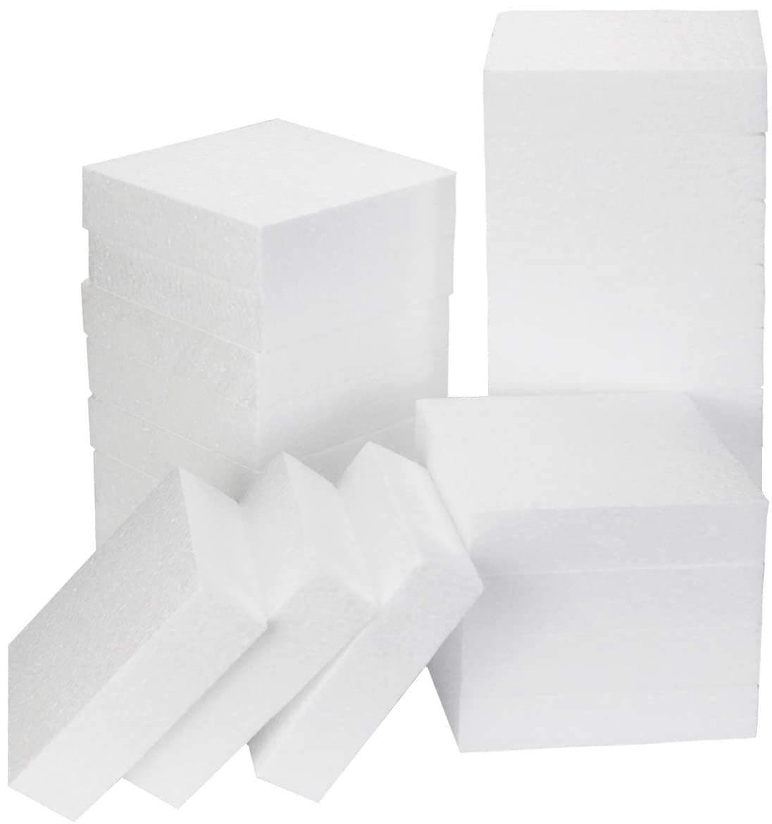 24Pack Premium Polystyrene Foam Board, White Square Polystyrene Foam Block, Smooth Craft Bricks for Sculpture, Modeling, DIY Arts and Sculpture,Kids Class, Floral Arrangement, 4 x 4 x 1Inches