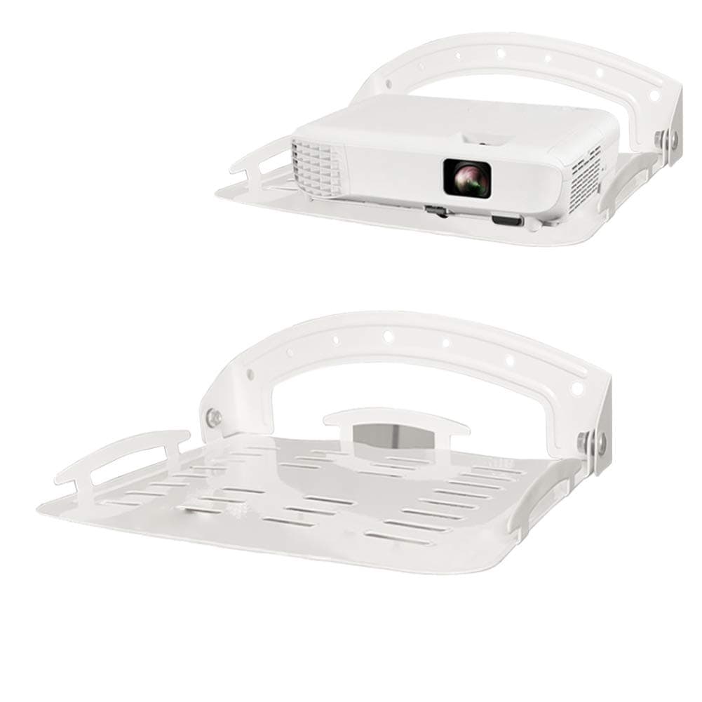 Small Wall Shelf, Floating Shelf,NO Drilling Projector Wall Mount - Loading Capacity 4.4lbs, 90 Degree Foldable, Used for Media Boxes, Game Consoles, Routers, Projectors and Sounds (White)