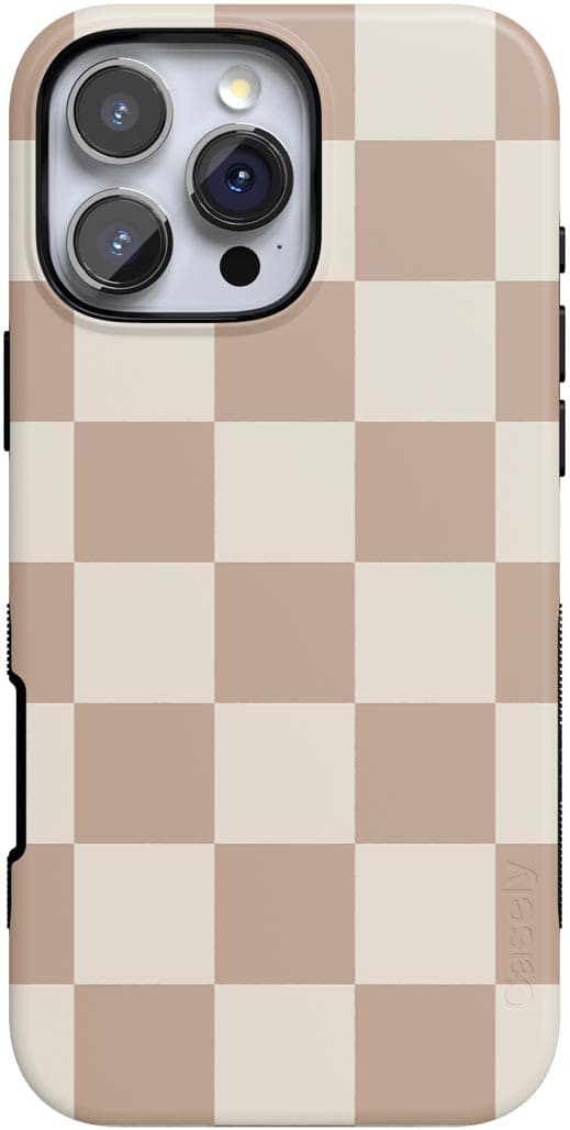 CaselyiPhone 16 Pro Max Case | Fit Check | Neutral Checkerboard Checkered | Compatible with MagSafe | Bold Protective DesignClimatePartner certified