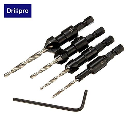 Calli Drillpro 4pcs Carpentry Countersink Drill Bit Set Woodworking Tools