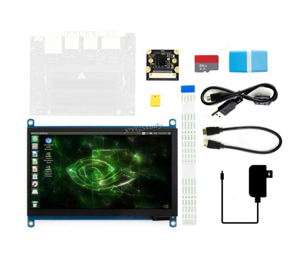 Jetson Nano Developer Accessories Kit for Small Powerful Computer AI Development Board with 7 inch IPS Touch HDMI Screen LCD Display Micro Card 64GB Camera Module @ (AcceC)