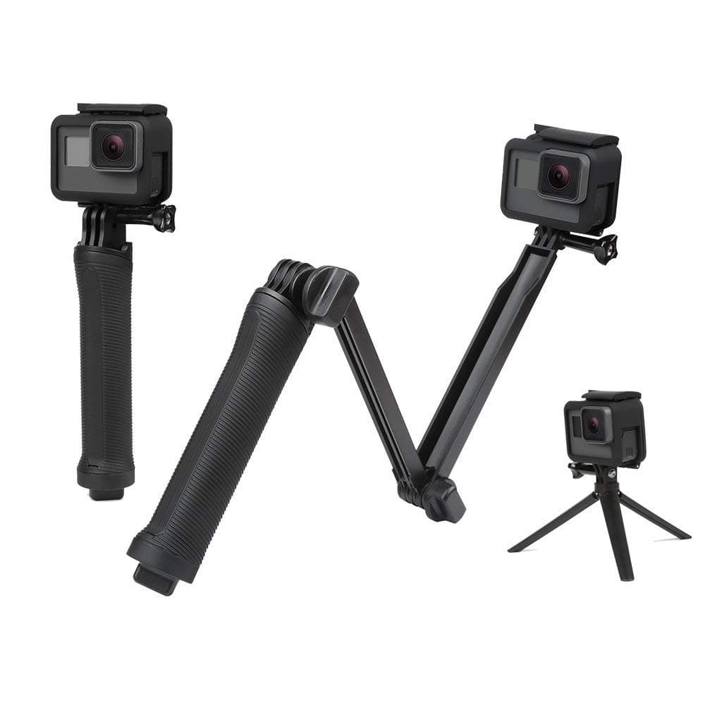 3-Way Monopod Grip Tripod Foldable Selfie Stick, Stabilizer Mount Holder for GoPro Hero 7/6/5, SJCAM SJ6, SJ7, SJ5000, Yi and All Action Cameras