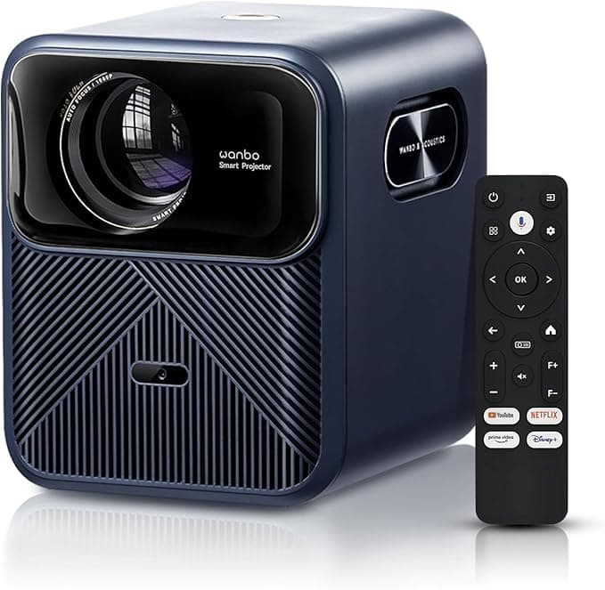 Wanbo Mozart 1 Pro Projector with Wifi and Bluetooth, Android TV 11 Movie Projector, 900ANSI Lumens Native 1080P Smart Projector, Auto Focus, Object Avoidance and Screen Adaption || DARK BLUE COLOR