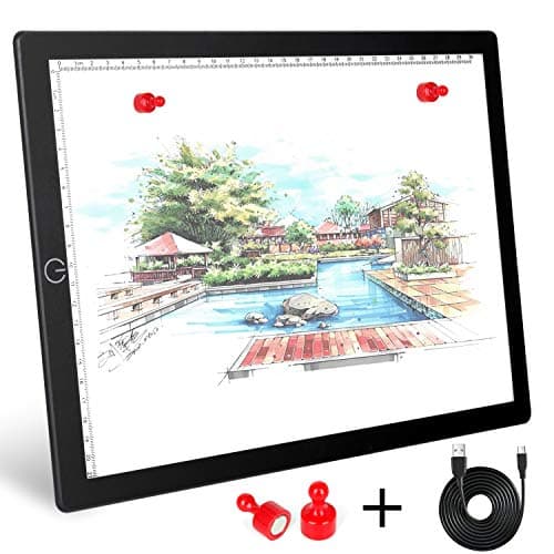 Magnetic A4 Light Box, LED Tracing Light Pad with Touch Button, Thin USB Powered Light Board with Adjustable Brightness for Tattoo Artists, Animation, Sketching, Stenciling, X-Ray Viewing