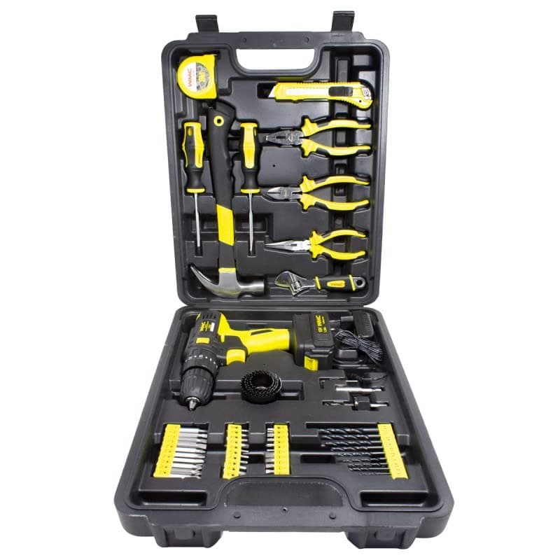 WMC TOOLS Proffesional Tool Set 57 PCS with Electric Drill, Pliers, Combined Pliers, Adjustable Wrench, Nail Hammer