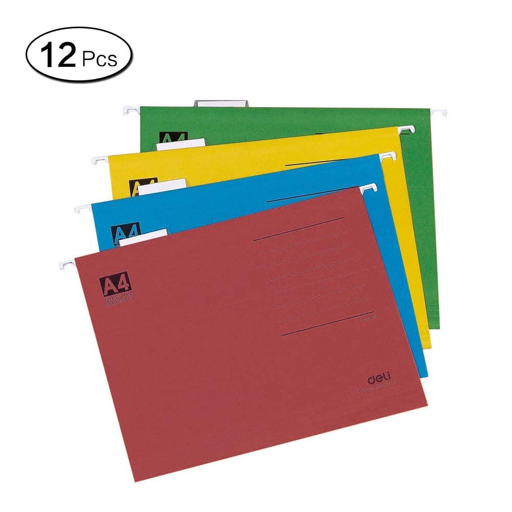 aooryA4 Suspension File Folder Plastic Foolscap Document Random Colours Pack of 12