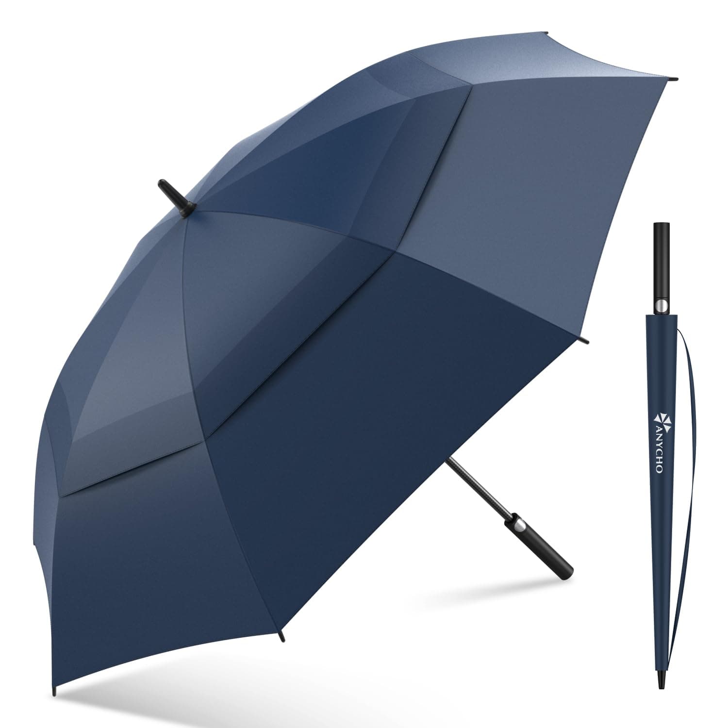 60inch Double Layer Big Umbrella for Men, Auto Open with Windproof Technology, Waterproof, and Extra Wind Resistance - Ideal for 3-4 People