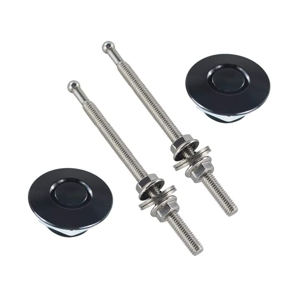 2Pack Quick Release Latch Lock Clip Push Button Bonnet Kit 1.5in/38mm Diameter Universal Aluminum Alloy Quick Latch Lock for Bumper License Plate Hood or Various DIY(2Pack-Black Plus)