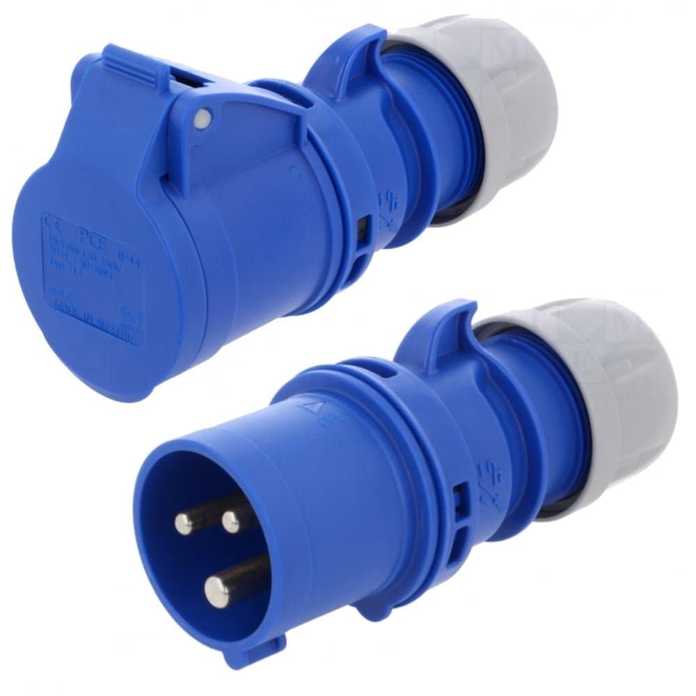 16 Amp 240v Site Trailing Plug & Socket 230v 16a 3 Pin PCE 240 Volt Blue Hook Up 1X 3001655 1X 3001678