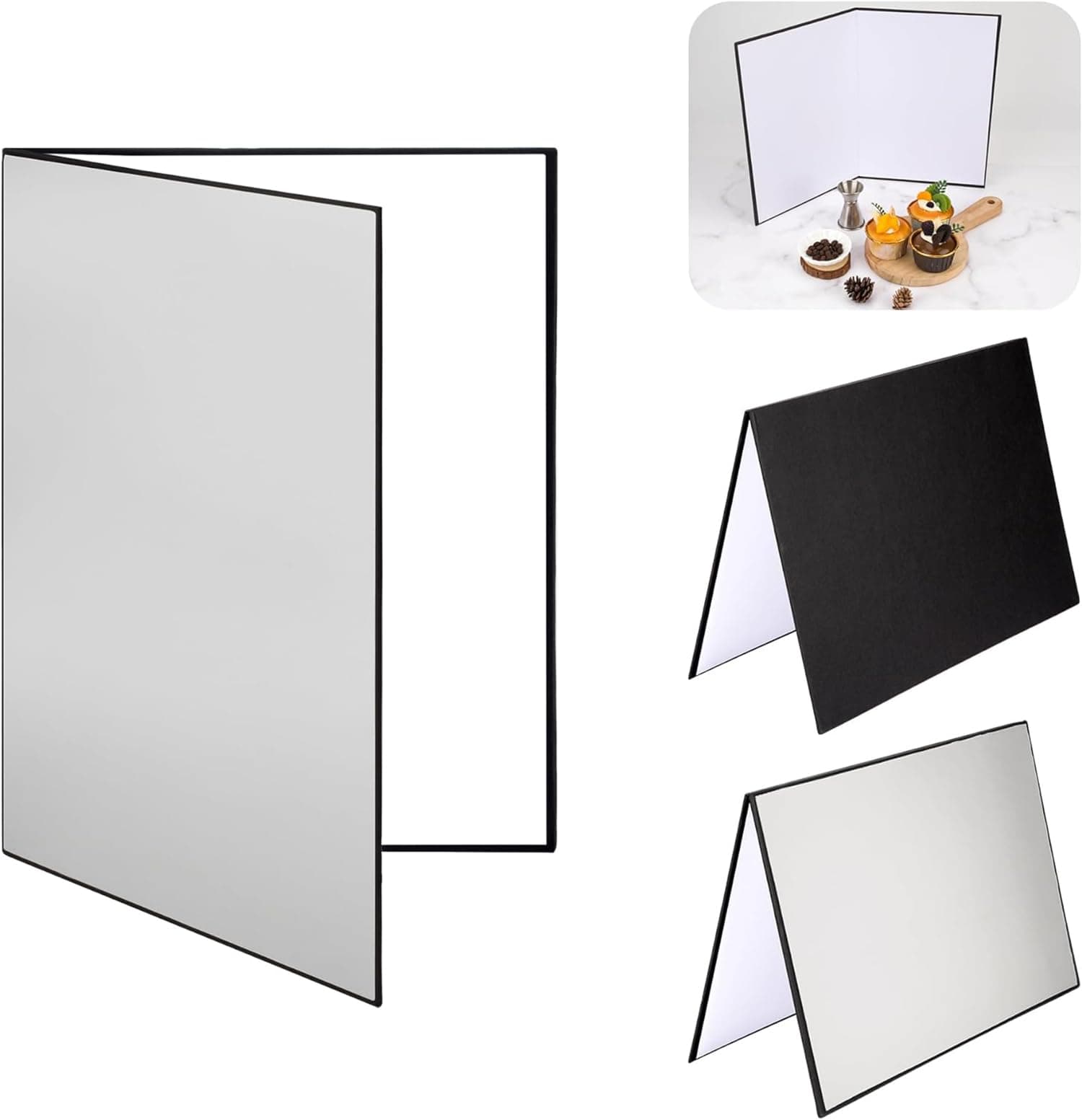 Excefore Light Reflector 3 in 1 Photography Cardboard Diffuser A4 Folding Light Diffuser Board for Studio Product Photography Still Life Photo Shooting 29 * 21cm (Black/White/Silver)