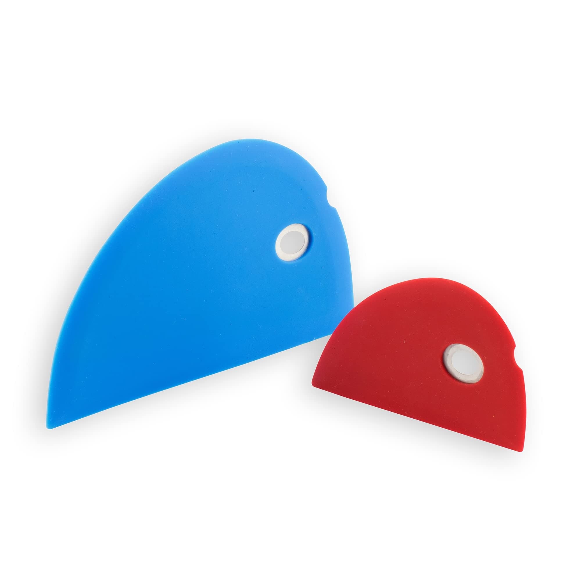 Silicone Bowl Scraper Set - Includes Large Blue Scraper & Small Red Scraper - Frosts, Portions, Lifts & Transfers - Easy to Clean & Flexible Precision Edge
