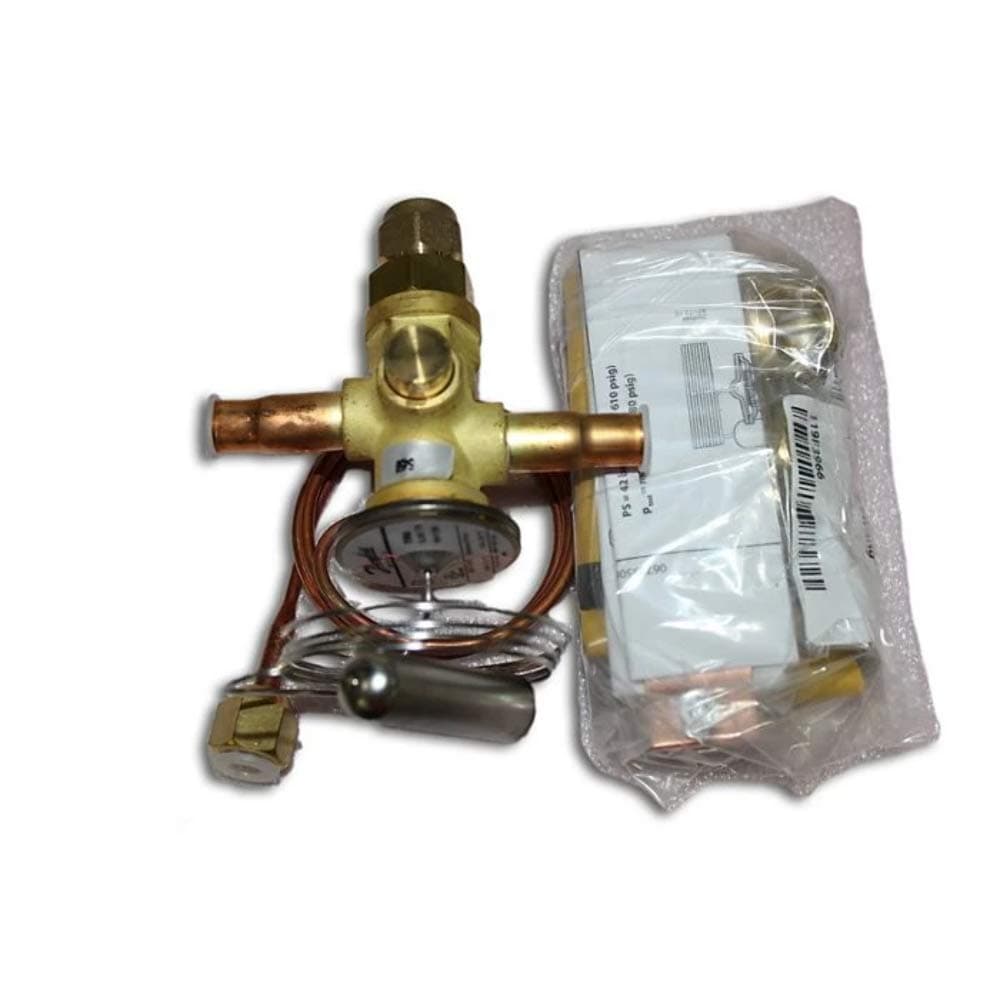 Danfoss 067L5956 4TR Thermostatic expansion valve, TR 6, R410A, 3/8x3/8 in Solder, ODF, 1/4 in Cap. Tube, Flare, Embossed 1-way arrow, 15 to 60 F