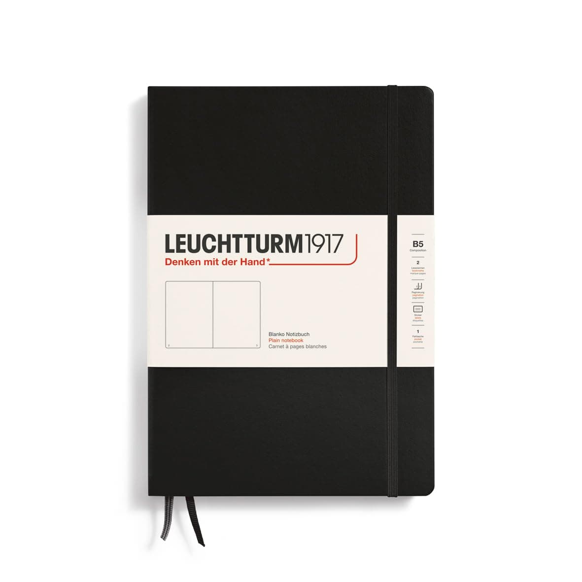 366183 Notebook Composition (B5), Hardcover, 219 Numbered Pages, Black, Plain