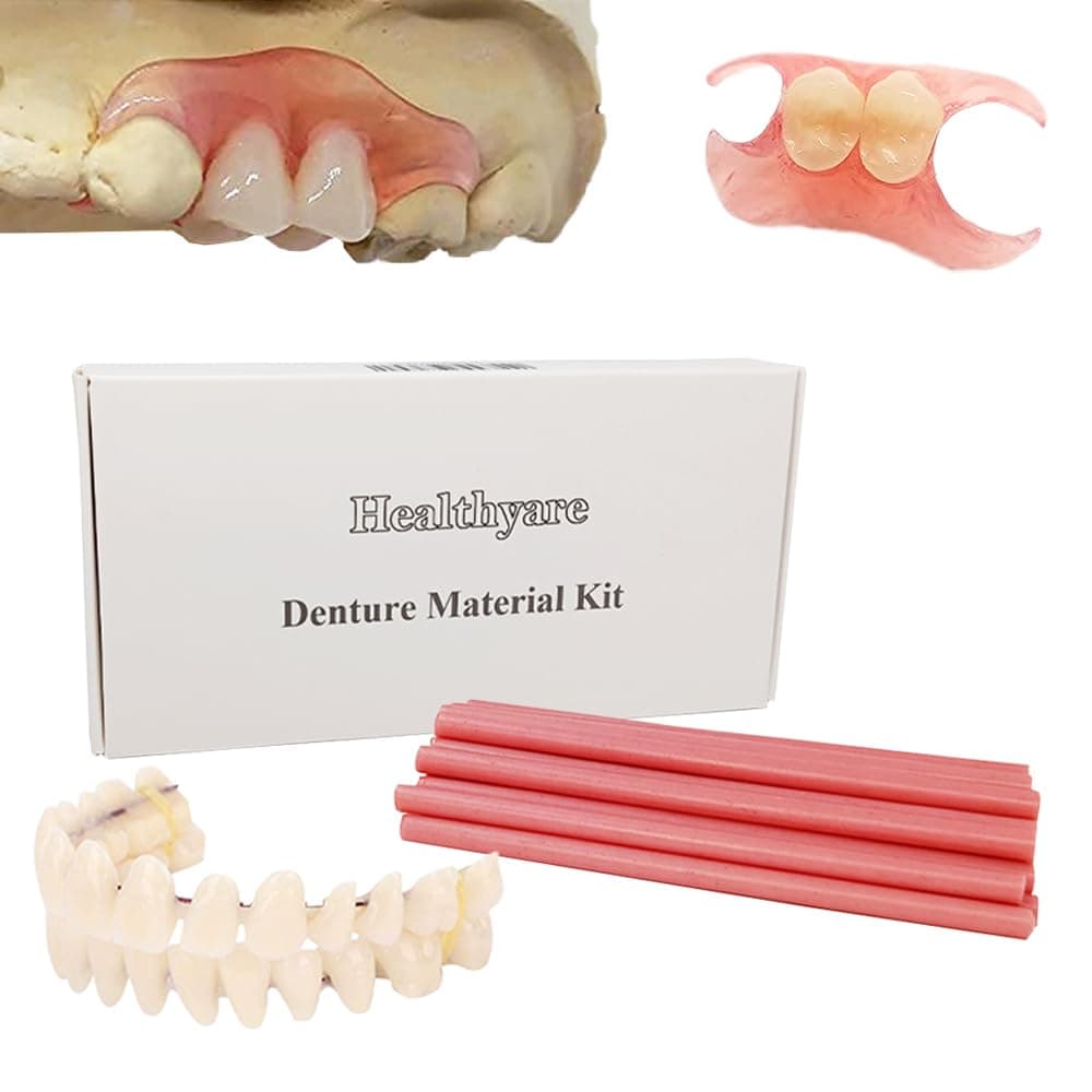 Healthyare Denture Material Kit for Repair Missing Teeth or DIY Full Denture Fake Teeth, Natural