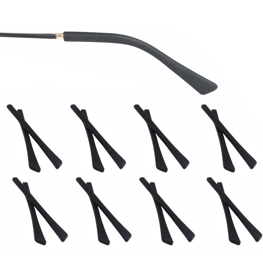 OPUGIT Eyeglass Replacement Temples, Silicone Eyeglass End Tips Ear Sock Pieces Tube Sleeve for Thin Metal Eyeglass Legs, 8 Pairs