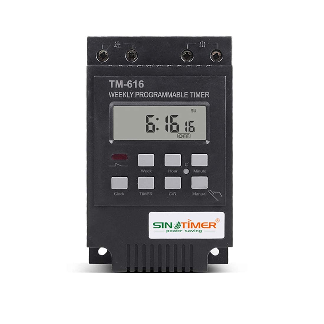 SINOTIMER TM616 Weekly Programmable Timer 30A AC 110V220V12V Digital Time Switch Relay Control Din Rail Mount (TM616B-4 12V)