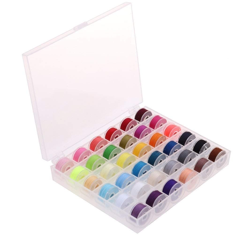 sahnah 36Pcs Sewing Machine Bobbin Threads with Storage Case Box, Pre-Wound Bobbins Set for Brother/Babylock/Janome/Elna/Kenmore/Babylock/Singer Sewing Machine（Assorted Colors）