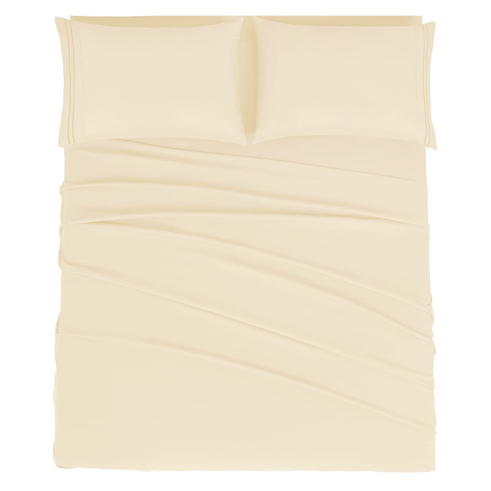 Mejoroom King Size Sheet Set - Soft Microfiber Bed Sheets,Deep Pocket Fitted Sheet, Hypoallergenic,Wrinkle& Breathable, Fade Resistant - 4 Piece (King, Taupe)