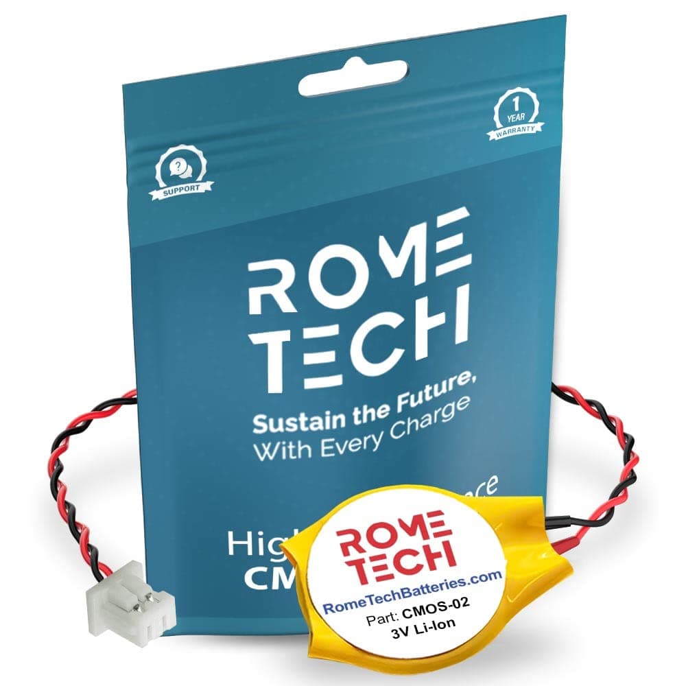 Rome Tech CMOS Battery for AMD QBiP-1505A Embedded Compact Board/AMD QBiP-2718A Embedded Compact Board - Laptop Backup for DELL D630 CMOS Battery CR2032 BIOS RTC 3V - 2 Wire Cable