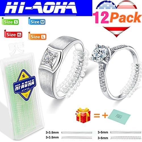 Ring Size Adjuster for Loose Rings – Ring Guard, Ring Sizer. 12 Pack with Jewelry Polishing Cloth Sizes Fit Almost Any Ring (12PACK)