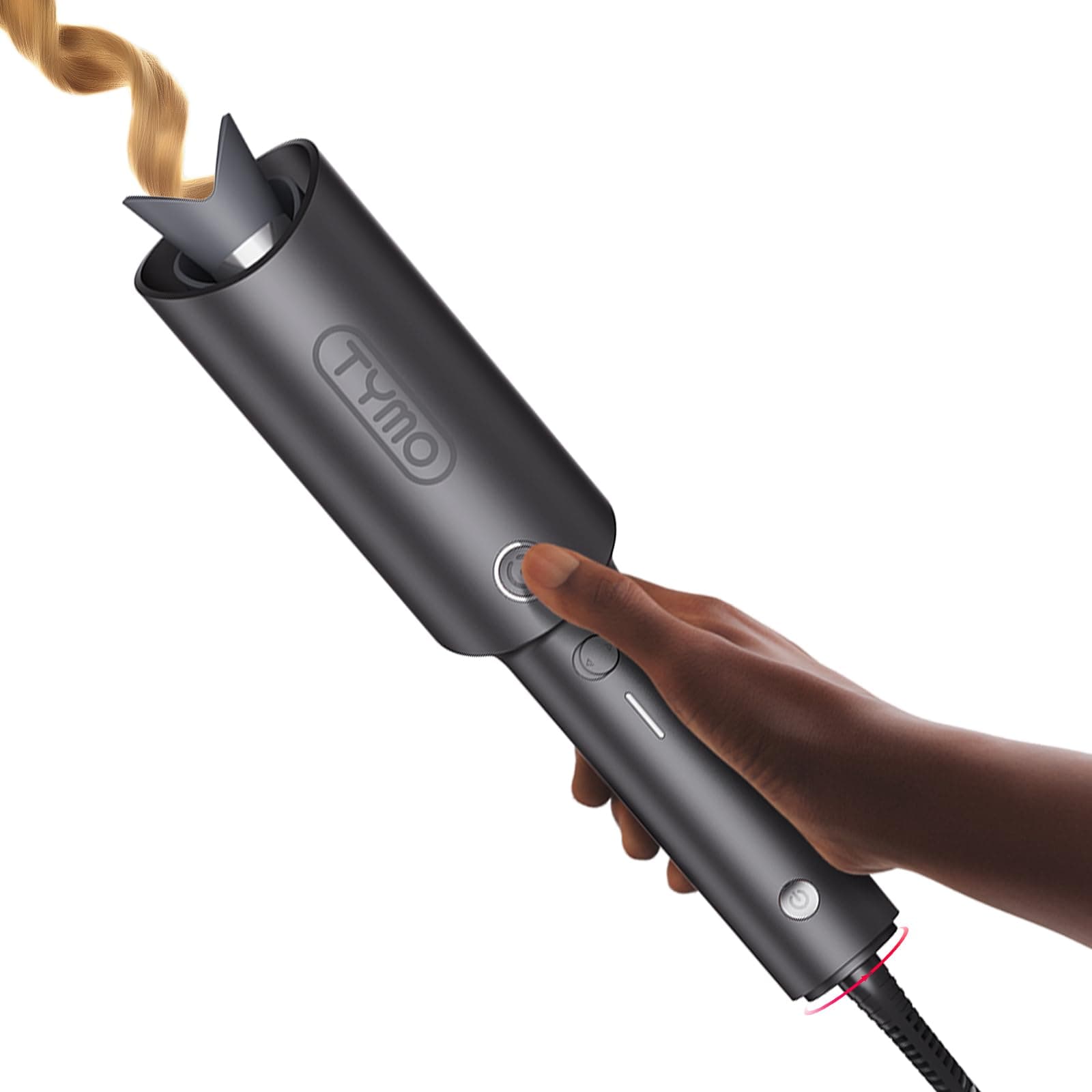 - TYMO Automatic Rotating Curling Iron - TYMO CURLPRO Beach Waves Curling Wand, Portable Hair Curler, 500 Million Ionic, Dual Voltage & Lightweight for Travel, Ceramic Coating, 1 Inch, Metallic Gray