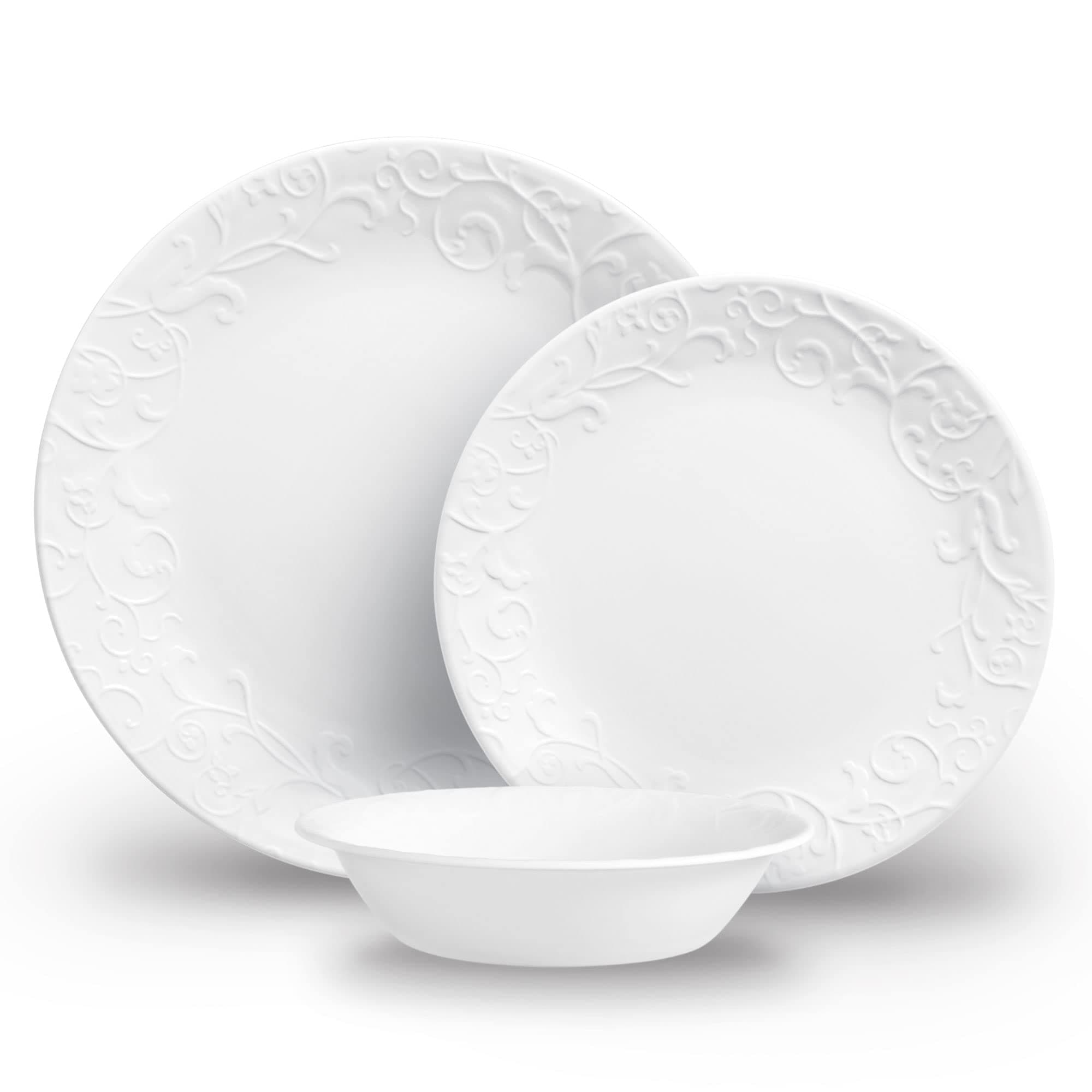 Dinnerware Set (12pc Set, Bella Faenza)-Dinner Set for 4, Includes 4 x: Plates, Side Plates & Bowls, 3 X More Durable, Half The Space & Weight of Ceramic, up to 80% Recycled Glass (1146912)