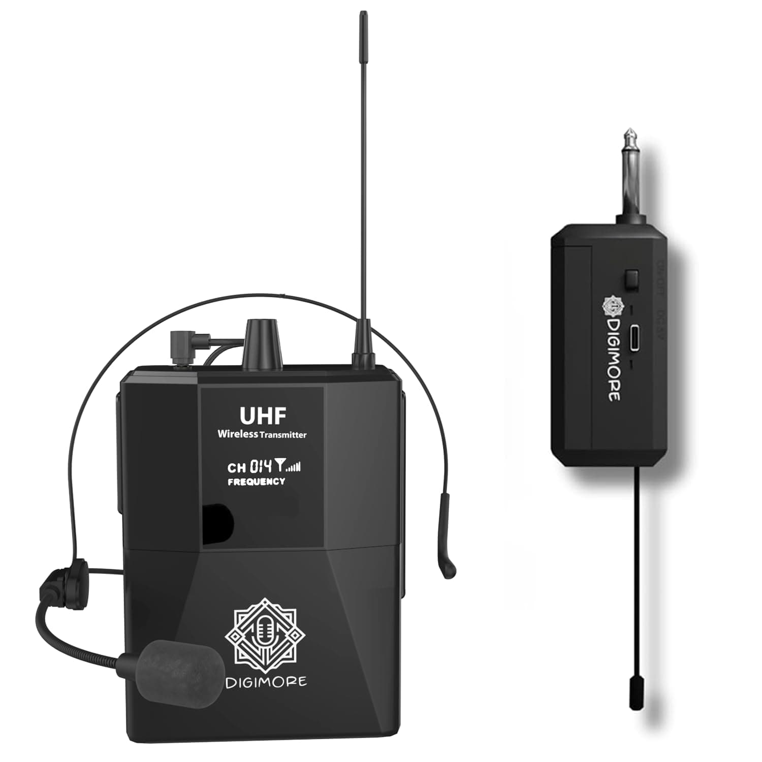 DIGIMORE Wireless Microphone System | Cordless Microphone with Headset Mic | 2400 MHz Mic Ideal for Karaoke, Conference, Stage Performances, Wedding, DJ, Party, Speech (D-341)
