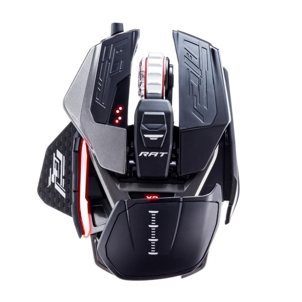 Mad Catz The Authentic R.A.T. Pro X3 Wired Gaming Mouse - 16000Dpi - 3 Scroll Wheel Ring Options – With Extra Accessories - On-Board Memory For 10 User Profiles - Carbon Fiber Thumb Rests, Black