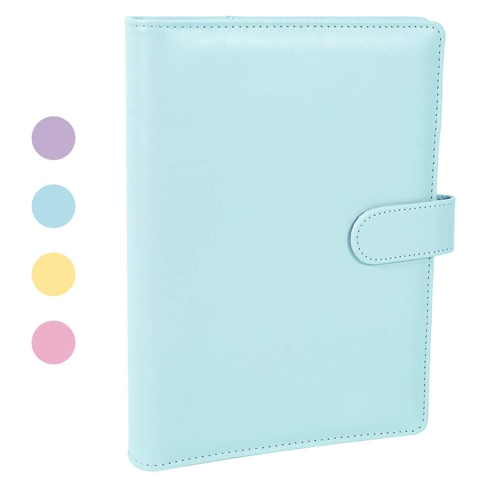 A5 PU Leather Ring Binder, Refillable 6 Round Ring Binder Cover, Business Notebook Binder Notepad and Meeting Notebook, Travel Writing Notebook Diary Binder Cover(Blue)