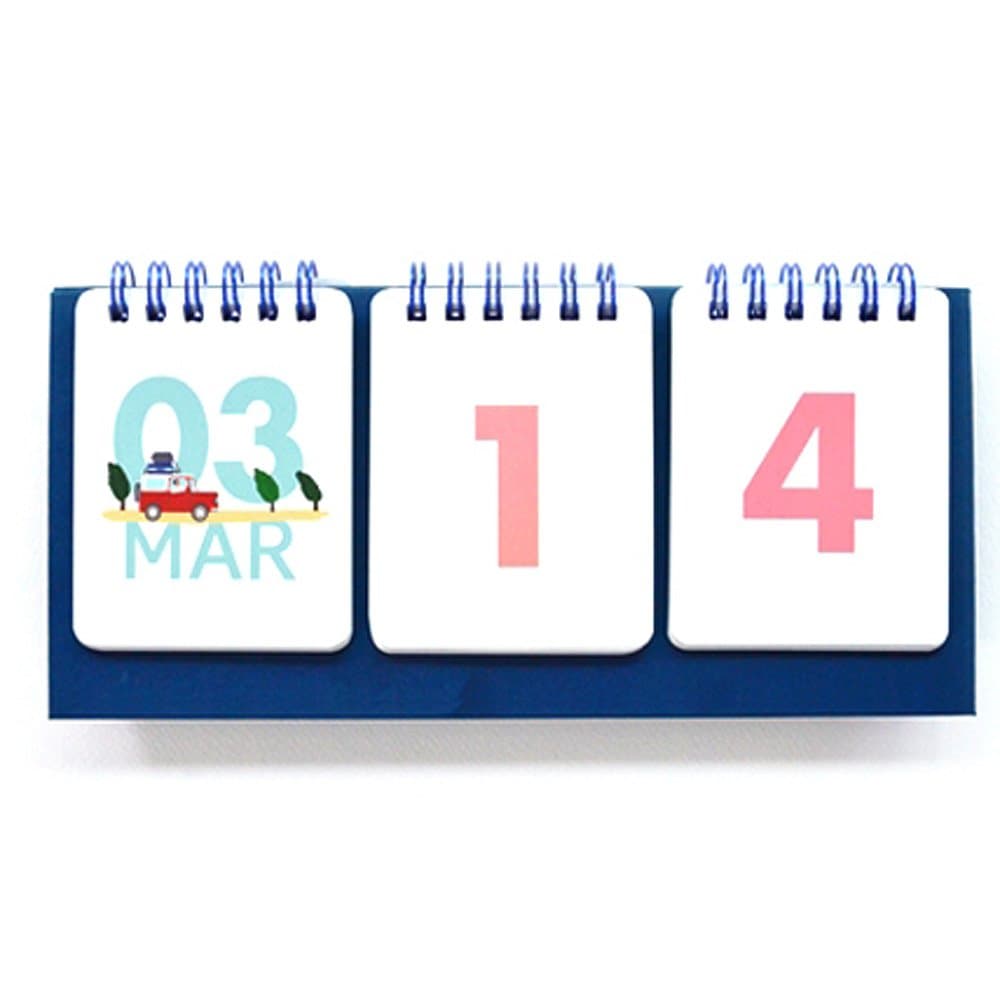 Jam Studio Dorandoran Count down 365 - Wirebound flip for both Perpetual desk calendar and D-Day desk calendar (Blue)