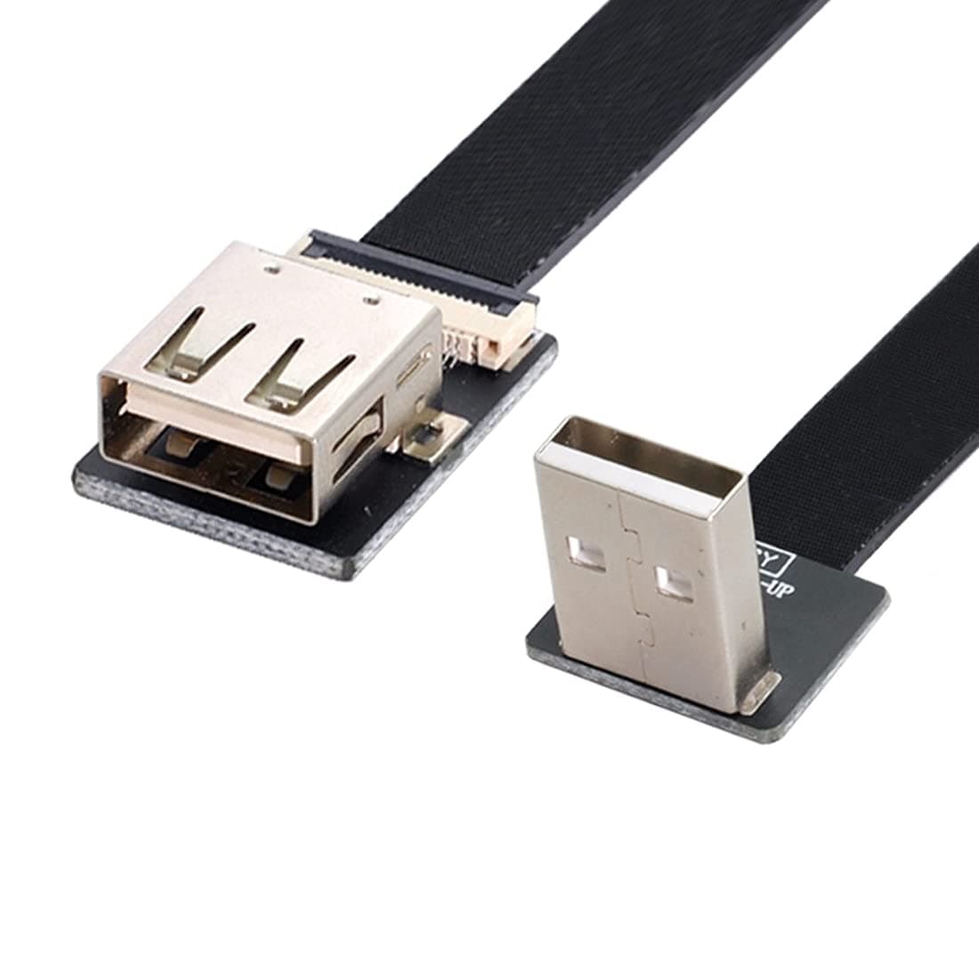 ChenYang CY Up Angled Flat Slim FPC USB 2.0 Type-A Male to Female Extension Data Cable for FPV & Disk & Scanner & Printer 50CM