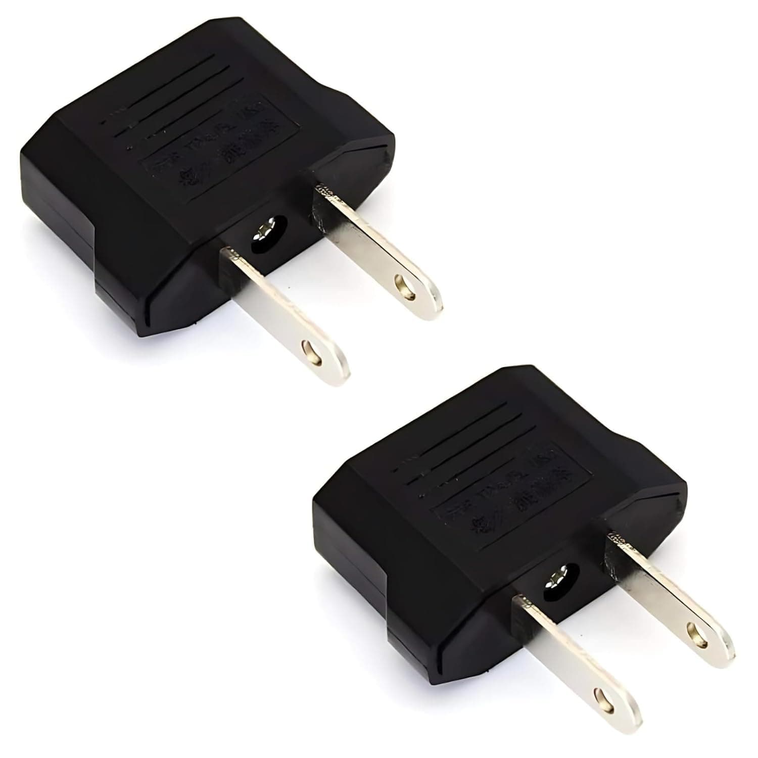 2-Pin Flat to Round US Conversion Plug, Compact Electrical Adapter for Home and Travel Use, Durable and Easy to Use (Pack of 2) (Pack of 2)