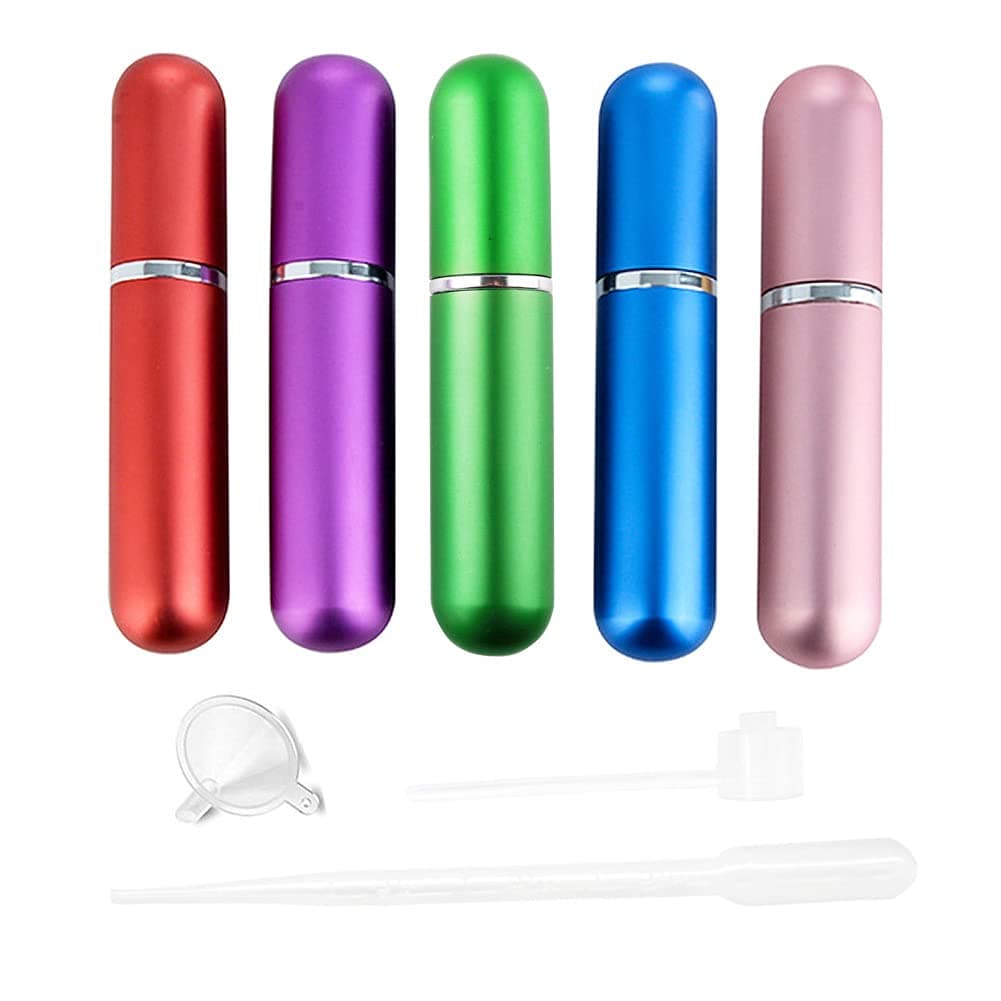 Refillable Perfume Atomizer Spray Bottle Mini Portable Spray Scent Pump Case for Travel Outgoing (red, purple, green, blue, pink)