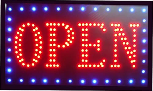 = Open = Rectangular The Original SSS® LED Sign Bright NEON Professional Powerful Animated Flashing Display Hanging Chain Included Signs 45mm x 25mm x 2mm