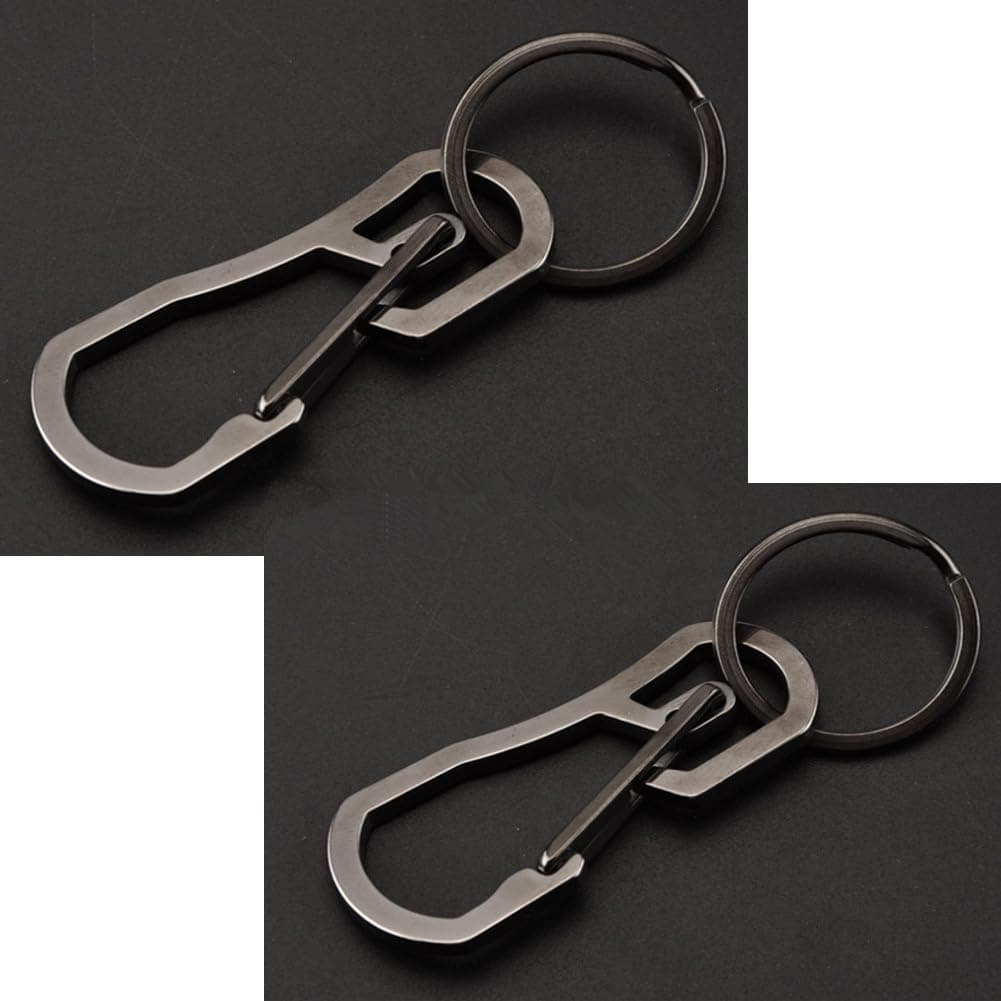 Carabiner Clip Retractable Ring Set Titanium Keychain Quick Release Hooks for Men Women