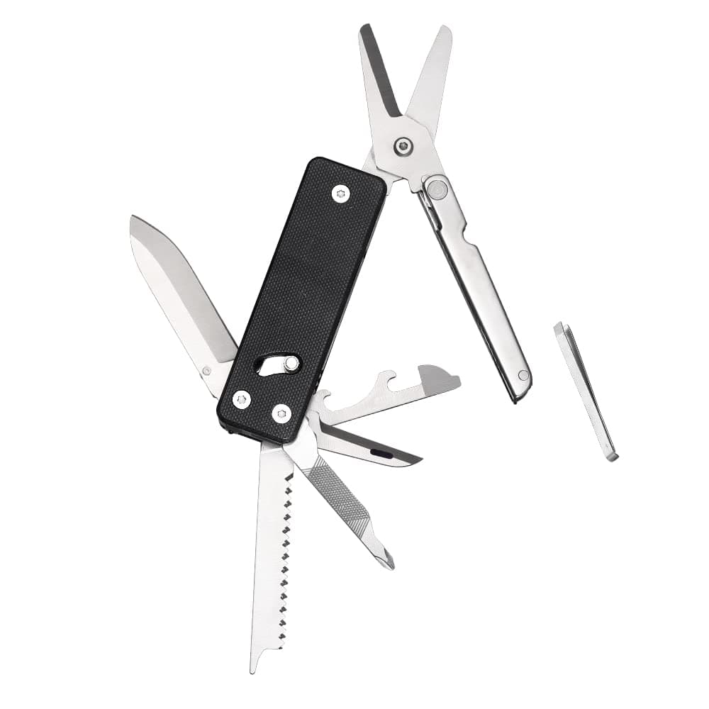 ROXON KS2E Elite- Multi-function Pocket Knife with Large Scissor Tool, G10 Handle and Pocket Clip, 13 Functions in 1 Tool, Good for Camping/Backpack Travel/Emergency/ED