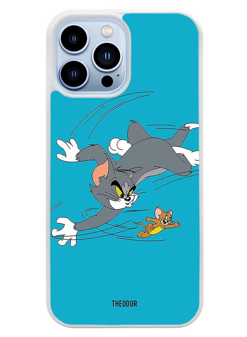 Protective Case Cover For APPLE IPHONE 13 PRO MAX Tom And Jerry(White Bumper)