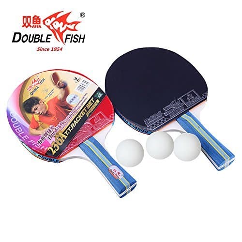 2 Pack – Double Fish Ping Pong Paddle Set With 3 Ping Pong Balls And Carry Bag, Table Tennis Racket (D-2)